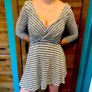 Free People grey and white striped wrap top